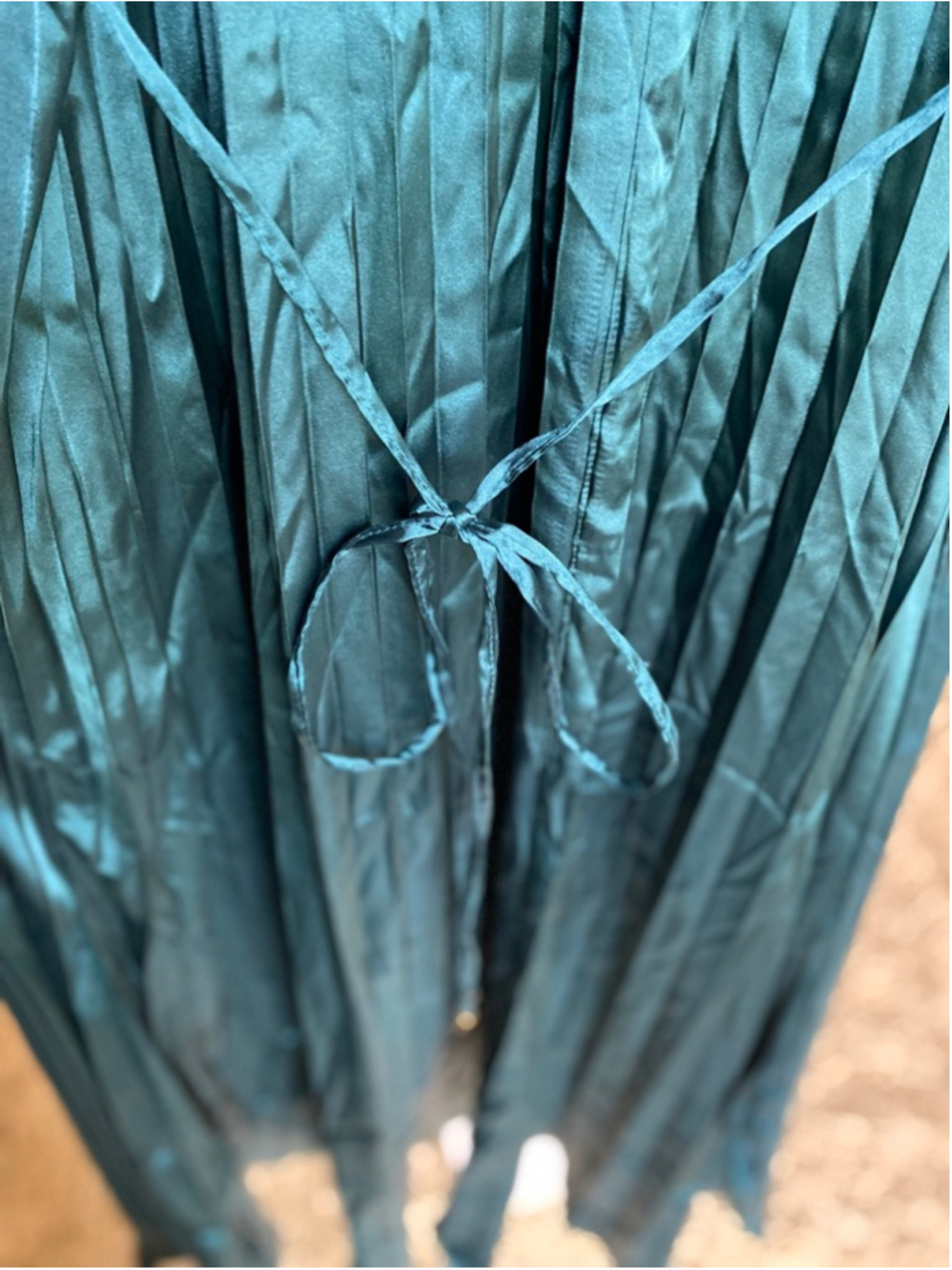 Bishop + Young Teal Pleated Maxi Dress Quiet Luxury Old Money Coquette Feminine - Picture 4 of 7